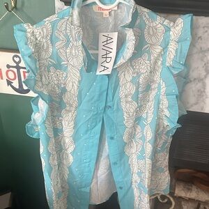 Mazik Blue and White Floral Button Down Shirt